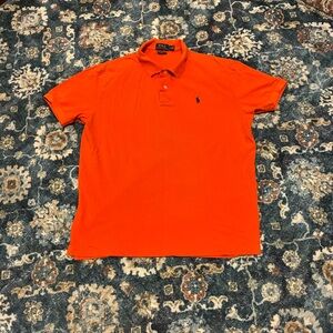 Polo Ralph Lauren Classic Fit Polo Shirt Orange Blue Pony Logo Men’s Size Large